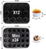 2 Pack Premium Bakeware 24-Cup, Mini Muffin Pan, Dishwasher Oven Safe (Black, Steel) - Image 3