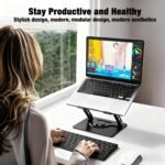 Laptop Stand, Laptop Stand for Desk with 360° Rotating Base, Ergonomic Laptop Riser for Desk with Adjustable Height, Heat Dissipation, Fits with All Laptops 10-17.3" - Image 3