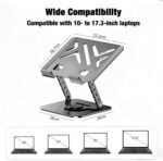Laptop Stand, Laptop Stand for Desk with 360° Rotating Base, Ergonomic Laptop Riser for Desk with Adjustable Height, Heat Dissipation, Fits with All Laptops 10-17.3" - Image 4