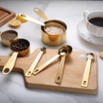 GuDoQi Measuring Cups and Spoons Set of 9, Stainless Steel Handle with Metric and US Measurements, Golden Polished Finish, Dry & Liquid Ingredient Measuring Cup for Cooking and Baking - Image 5