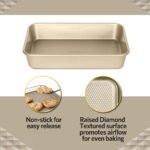 Glad Baking Pan Nonstick - Oblong Metal Dish for Cake and Lasagna - Heavy Duty Carbon Steel Bakeware, Small, Gold - Image 3