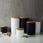 MilkyWay Food Storage Jar Strong Ceramic Storage Canisters with Airtight Seal Bamboo Lid Modern Design Seal Damp-Proof Kitchen Jar for Coffee, Tea, Spice and More (Black(M: 27oz/800ml)) - Image 4