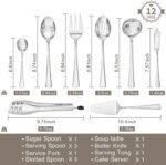 KINGSTONE 12 Piece Serving Utensils Set, 18/10 Stainless Steel Serving Utensils, Slotted Spoon, Fork, Tong, Soup Ladle, Cake Server, Butter Knife and Sugar Spoon for Buffet, Parties, Kitchen - Image 3