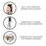 Kenmore Immersion Blender - Handheld Stick Mixer, Electric Hand Blender with Stainless Steel Shaft, Whisk, Variable Speed for Smoothies, Milkshakes, Baby Food, Puree, Batidora de Inmersión - Image 6