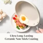 Redchef Nonstick Cookware Sets, Frying Pan Set with Tempered Glass Lids, Ceramic Cookware Set, Stay-Cool Handles, Dishwasher & Oven Safe, Compatible with All Cooktops, Beige (8+9.5+11 Inch) - Image 3