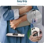 Phone Ring Holder Finger Kickstand 360°Rotation Cellphone Back Grip Foldable Cell Phone Stand for Desk Compatible with iPhone iPad Smartphones Tablets (Black) - Image 3