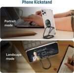 Phone Ring Holder Finger Kickstand 360°Rotation Cellphone Back Grip Foldable Cell Phone Stand for Desk Compatible with iPhone iPad Smartphones Tablets (Black) - Image 6
