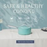 3.5QT Nonstick Ceramic Sauce Pan with Lid, Quick & Even Heat Distribution PFAS-Free Non Toxic Cooking Pot for Rice/Soup/Sauces, All Stovetops Compatible, Oven Safe 500°F, Caribbean Blue - Image 4