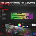 Redragon K618 PRO 3-Mode Wireless RGB Mechanical Keyboard, BT/2.4Ghz/Wired Low Profile Win/Mac Gaming Keyboard w/Ultra-Thin Design, Dedicated Media Control & Linear Red Switch - Image 6