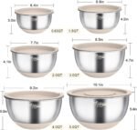 Wildone Mixing Bowls with Airtight Lids, 22 PCS Stainless Steel Nesting Bowls, with 3 Grater Attachments, Scale Marks & Non-Slip Bottom, Size 5, 4, 3, 2,1.5, 0.63QT, Ideal for Mixing & Prepping - Image 3