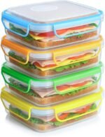Snap Fresh - 4 Pack of Fun Size Leakproof Sandwich Containers - Reusable, BPA Free Sandwich Boxes. Airtight Seal. Also Great for Salads, Snacks, Fruit, Treats and Food Storage. - Image 3