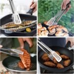 Metal Tongs for Cooking, Set of 2 Stainless Steel Spatula Tongs for Grilling, Cooking and Flipping, Strong Grip for Ribs, Steak and Fish, Comfortable Grip, Easy Pull Lock, 9 inch & 12 inch - Image 5