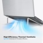 TENOC Foldable Laptop Stand for Desk, Universal Laptop Riser Ventilated Holder Mount Compatible with MacBook, Notebook, ASUS, Acer and More, Silver - Image 6