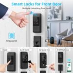 Wi-Fi Smart Deadbolt Lock with Handle Sets, Miuedo Keyless Entry Door Lock for Front Door, Compatible with Alexa & Google Assistant, Auto Locking-Black - Image 3