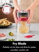 French Fry Cutter, Professional Home Style Onion Chopper, Vegetable Chopper Dicer Manual, Easy to Clean, Ultra Sharp Blades Thick-Strip Fry Cutter Apple Slicer and Corer, 3 Blades - Image 3