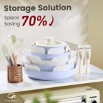 Chef Power Ceramic Nonstick Pots and Pans Set 19 Piece with Detachable Handle, Induction Dishwasher Oven Safe Cookware Set, RV Kitchen Set Removable Handle (Light Purple) - Image 4