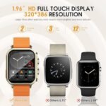 Smart Watch with Earbuds, 1.96“ Smartwatch for Android/iOS, Watches for Men Women IP67 Waterproof Fitness Tracker with Heart Rate Blood Oxygen Sleep Monitor, Sports Calls Message (Orange) - Image 3