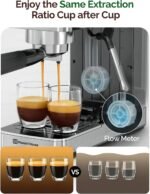 Maestri House Espresso Machine, 20 Bar ULKA Pump, Compact Espresso Maker Built-in Flow Meter Steam Milk Frother, Stainless Steel Coffee Machine for Cappuccino, Latte (Silver) - Image 4