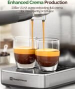 Maestri House Espresso Machine, 20 Bar ULKA Pump, Compact Espresso Maker Built-in Flow Meter Steam Milk Frother, Stainless Steel Coffee Machine for Cappuccino, Latte (Silver) - Image 6