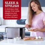 Elite Gourmet ECT-3100 Long Slot 4 Slice Toaster, Reheat, 6 Toast Settings, Defrost, Cancel Functions, Built-in Warming Rack, Extra Wide Slots for Bagels & Waffles, Stainless Steel & Black - Image 6
