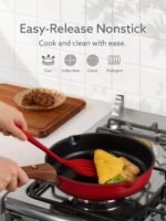 CAROTE 20Pcs Titanium Cookware Set, Pots and Pans Set Non Stick, Kitchen Cooking Set with Detachable Handle, Non Toxic Induction Cookware - Camping Cookware, Dishwasher/Oven Safe, Red - Image 4