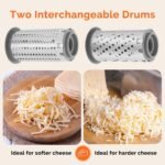Patented Rotary Parmesan Cheese Grater, Hand Crank Cheese Shredder with Fine & Coarse Drums, Restaurant Quality, White, Stainless Steel & ABS, Dishwasher Safe - Image 3