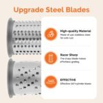 Patented Rotary Parmesan Cheese Grater, Hand Crank Cheese Shredder with Fine & Coarse Drums, Restaurant Quality, White, Stainless Steel & ABS, Dishwasher Safe - Image 4