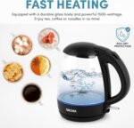 AROMA® 1.2L / 5-Cup Glass Electric Kettle with Cordless Pouring, Trigger-Release Lid, Automatic Shut-off, Black (AWK-151B) - Image 3