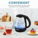 AROMA® 1.2L / 5-Cup Glass Electric Kettle with Cordless Pouring, Trigger-Release Lid, Automatic Shut-off, Black (AWK-151B) - Image 4
