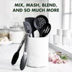 GreenPan 5 Piece Cooking Utensil Set, Flexible Nonstick Silicone, Stain-Free, Tongs, Turner, Spatula, Skimmer, and Slotted Spoon, Black - Image 6