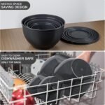 Plastic Mixing Bowls with Lids Set for Kitchen, Nesting Bowls for Mixing, Baking, Prepping, Cooking and Serving Food, Mixing Bowls Dishwasher, Microwave Safe (Dark Gray) - Image 5