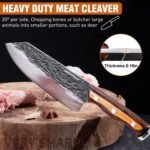 4PCS Hand Forged Butcher Knife and Kitchen Knife 2 in 1 Set, Heavy Duty Meat Cleaver Serbian Chef Knife Breaking Knife Boning Knife for Meat Cutting BBQ Gifts for Men Women - Image 3