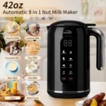 Nut Milk Maker Machine, 42oz, 8 in 1 Silent Automatic Nut Milk Machine, Homemade Soy Milk, Oat, Puree, Almond Milk Maker with Delay Start/Keep Warm/Boil Water/Self-Cleaning, Black - Image 3