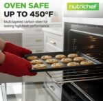 NutriChef 3-Piece Non-Stick Cookie Sheets for Baking - Heavy Duty Steel Baking Sheet Pans for Toasters & Oven - Small, Medium, & Large Size Baking Trays - PFOS, PFOA, PTFE-Free Nonstick Coating - Image 3
