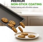 NutriChef 3-Piece Non-Stick Cookie Sheets for Baking - Heavy Duty Steel Baking Sheet Pans for Toasters & Oven - Small, Medium, & Large Size Baking Trays - PFOS, PFOA, PTFE-Free Nonstick Coating - Image 5