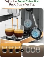 Maestri House 20 Bar ULKA Pump Espresso Machine, Compact Espresso Maker Built-in Flow Meter Steam Milk Frother, Stainless Steel Coffee Machine for Cappuccino, Latte, Rose Golden - Image 4