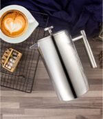 Miuly 21 oz Stainless Steel French Press 600ML Coffee Press with 3 Level Filtration System, Double Wall Insulated French Press with 2 Filters for Home or Office, Silver - Image 6