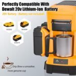Taingwei Cordless Coffee Maker for Dewalt 20V Battery, Portable Drip Coffee Maker with Electric Coffee Grinder for RV, Camping, Travel, Car, Hiking (Battery Not Included) - Image 3