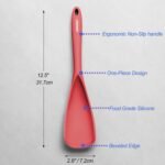 Cooking Spoon for Nonstick Cookwares, VOVOLY Silicone Spoon for Mixing, Scoop, and Scrape,Seamless Design, 12.6'', 2 Pack, Red - Image 3