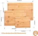 MasterChef Bamboo Cutting Boards for Kitchen, Wooden Cutting Board Set of 3, Natural, Organic & Food Safe Surface, Reversible Large, Medium & Small Wooden Chopping Boards with Juice Grooves - Image 7