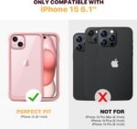 Diaclara Designed for iPhone 15 Case, Full Body Rugged Case with Built-in Touch Sensitive Anti-Scratch Screen Protector, with Camera Lens Protector for iPhone 15 6.1" (Coral Pink) - Image 3