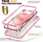 Diaclara Designed for iPhone 15 Case, Full Body Rugged Case with Built-in Touch Sensitive Anti-Scratch Screen Protector, with Camera Lens Protector for iPhone 15 6.1" (Coral Pink) - Image 4