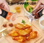AISIPRIN 24 Pcs Glass Spice Jars with 398 Labels, 4oz Empty Square Spice Containers Seasoning Bottles - Shaker Lids, Funnel, Brush and Marker Included(Black Metal Caps) - Image 4
