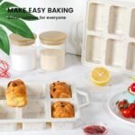 Vinino Silicone Mini Loaf Pans with Metal Reinforced Frame-2 Pack, Non-stick Silicone Bread Pan for Baking 8-Cavity, Tiny Banana Bread Set, Dishwasher Safe Brownie Pan-Cream - Image 5