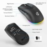 Wireless Bluetooth Mouse, Rechargeable USB Optical Mouse, 3 Adjustable DPI, LED Silent Dual Mode(Bluetooth 5.2 and 2.4G) Wireless Mouse for Laptop, PC, Mac，Ipad，Wide Compatibility. (Black) - Image 3