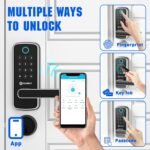 Smart Lock with Handle: Wi-Fi Keyless Entry Door Lock - Smart Locks for Front Door - Biometric Fingerprint Door Lock - Smart Door Lock with Keypad - Garage Door with App Control - Auto Lock - Image 3