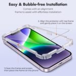 UNBREAKcable Screen Protector for iPhone 14/ iPhone 16e, Shatterproof Tempered Glass [99.99% HD Clear] [9H Hardness] [Easy Installation Frame] for iPhone 6.1" - 2 Pack - Image 4