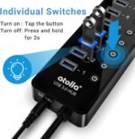 Power USB Hub 3.0, atolla 16 Port USB Splitter with 12V/6A Power Adapter and Individual Switches, High-Speed Data Transfer for Laptop, PC, Mac, and More Devices - Image 3