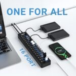 Power USB Hub 3.0, atolla 16 Port USB Splitter with 12V/6A Power Adapter and Individual Switches, High-Speed Data Transfer for Laptop, PC, Mac, and More Devices - Image 4
