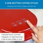 Kenmore Single Serve Coffee Maker – 6–14 Oz Brew Sizes, Compatible with Keurig K‑Cup Pods & Ground Coffee, One Cup Brewer, Travel Mug Friendly, Auto Shut‑Off, Hot & Iced maquina de cafe, Red - Image 4